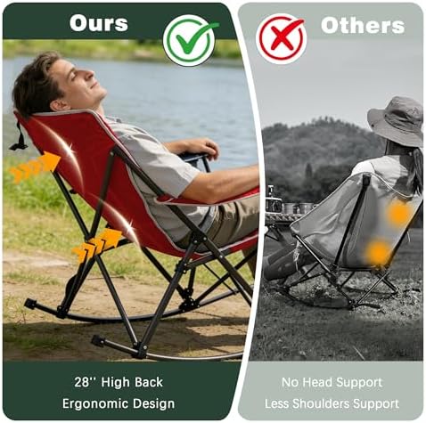 SUNNYFEEL 2 Pack Oversized Folding Rocking Camping Chair 500lbs