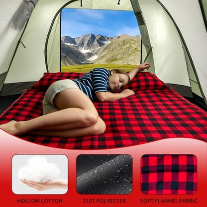 ShinHye Double Sleeping Bag for Adults with 2 Pillows, Camping Sleeping Bags Flannel Cotton 2 Person Sleeping Bags XXL Queen Size Sleeping Bag for Cold Weather