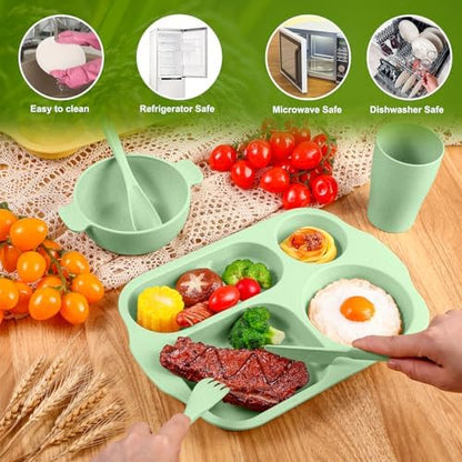 Honoson 24pcs Wheat Straw Dinnerware, Unbreakable, Assorted Color