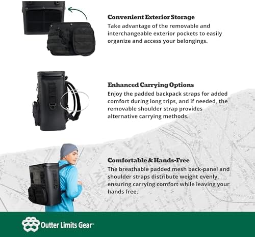 Outter Limits Gear VaultPack Backpack | Cooler Bag Insulated Portable Soft Shell with Interior Heavy Duty Hard Case | Sturdy Leak Proof Lightweight System with 4 Cold Ice Packs |