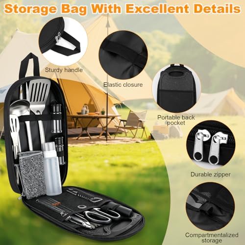 Camping Utensil Set 18 Pcs, Camping Cooking Set with Storage Bag