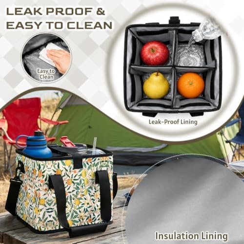 Soft Sided Insulated Cooler Bag, William Morris Style Print