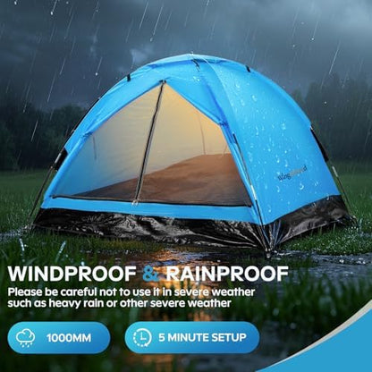 Wingedsteed 2 Person Camping Tent Waterproof Portable Dome Tent for Hiking Backpacking, Easy Setup with Rainfly and Carry Bag