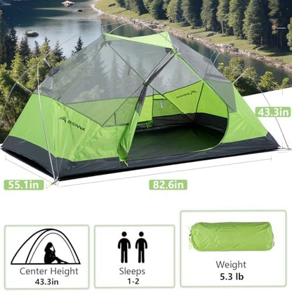 BISINNA Backpacking 2 Person Tent Lightweight 3 Season Camping Tent