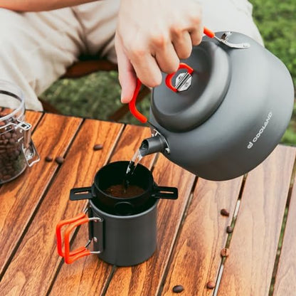 Odoland 1.2L Camping Coffee Pot Camp Coffee Makers, Mug and Coffee Filter