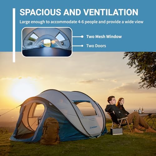 EchoSmile Instant Pop Up Camping Tent, 2/4/6 Person Easy Setup Tent