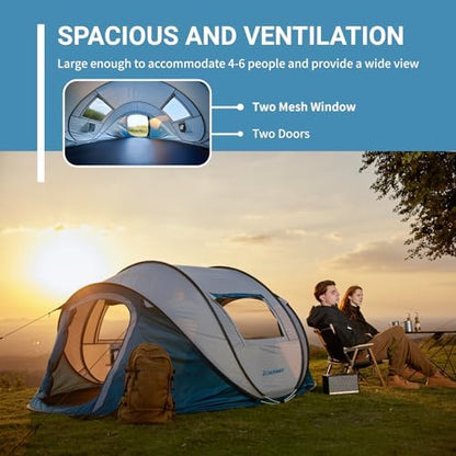 EchoSmile Instant Pop Up Camping Tent, 2/4/6 Person Easy Setup Tent