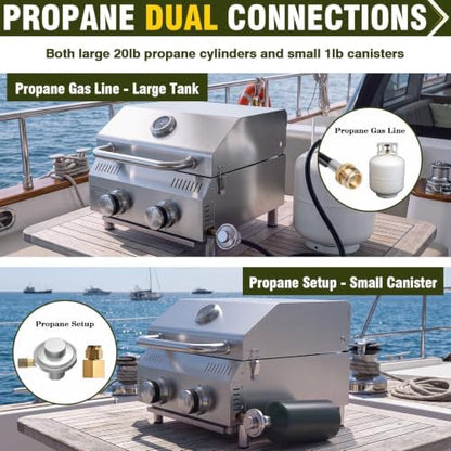 Bestfire Marine 2-in-1 Boat Grill with Rod Mount & Removable Legs