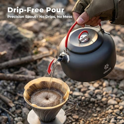 ALOCS 1.4L Hard-Anodized Camping Kettle, Teapot & Coffee Pot