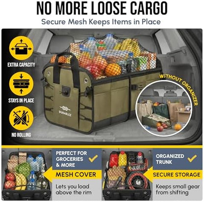 Extra Large Car Trunk Organizer System, Modular & Collapsible, Green