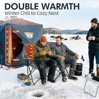 Heated Double Camping Chair - Heated Loveseat Padded Chairs for 2 Person