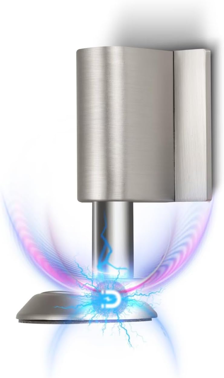 3 Pack Magnetic Door Stoppers Retractable Bottom of Door Holder No Drilling Mount Floor Door Stop with Screws and Adhesive Catch Door Keep Door Open Brushed Nickel BN-3