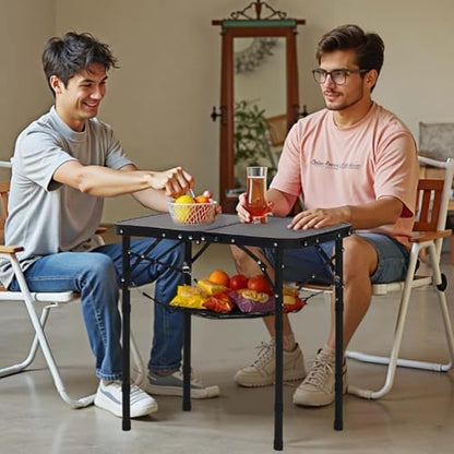 VEVOR Folding Camping Table, Adjustable Height Aluminum MDF Outdoor Portable Lightweight, for Cooking, Beach, Picnic, Travel, 24 x 16 inch