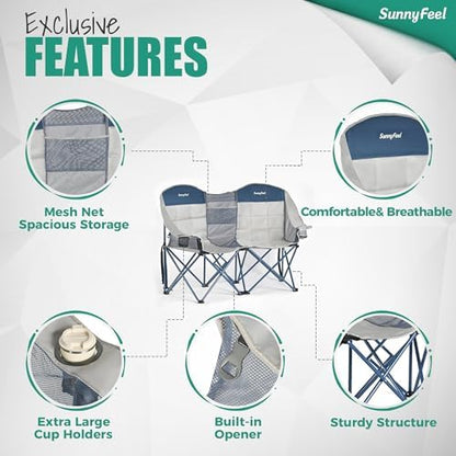 SUNNYFEEL Double Camping Chair Oversized Loveseat for Adults