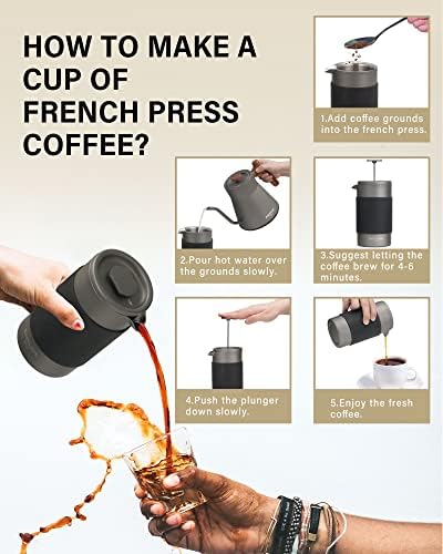 POLIVIAR French Press Coffee Maker, 12 oz