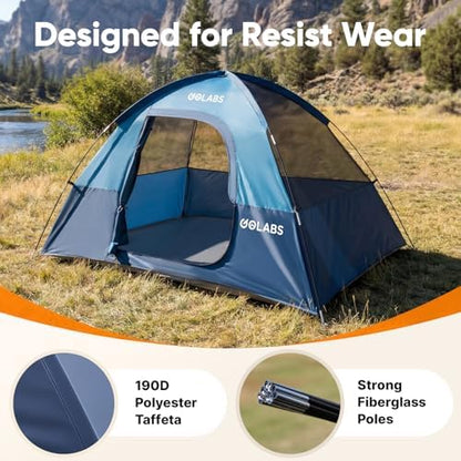 Golabs CT1 2 Person Camping Tent, Easy Set Up in 3 Min, Mesh Top & Door
