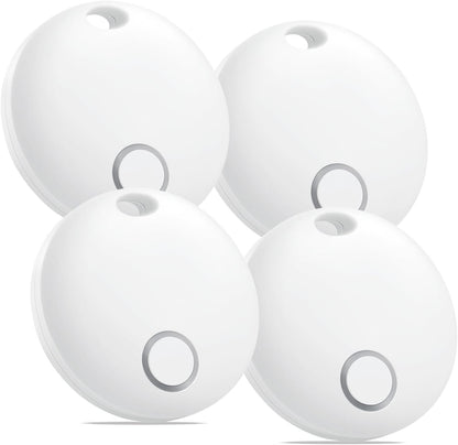 Air Tracker 4 Pack, Smart Bluetooth Tracker Works with Apple Find My (iOS Only), Item Finder Locator for Keys, Luggage, Backpack, IP67 Waterproof, White