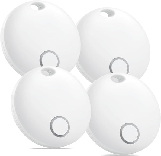 Air Tracker 4 Pack, Smart Bluetooth Tracker Works with Apple Find My (iOS Only), Item Finder Locator for Keys, Luggage, Backpack, IP67 Waterproof, White