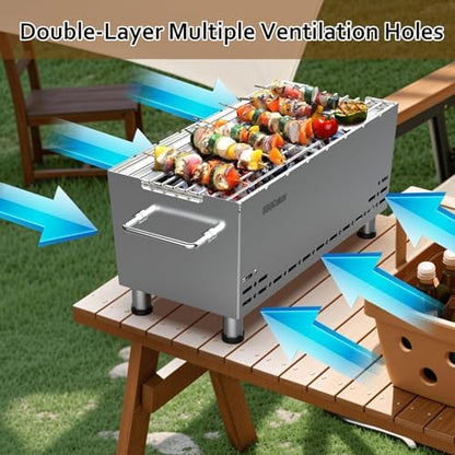 Portable Tabletop Charcoal Grill with Travel Bag, 170 Sq. In.Cooking Area