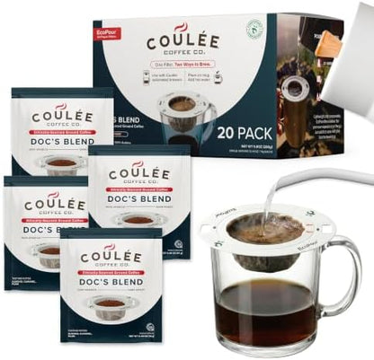 Coulée EcoPour Doc's Blend Arabic Coffee, Dark Roast, Single Serve, 20 Pack