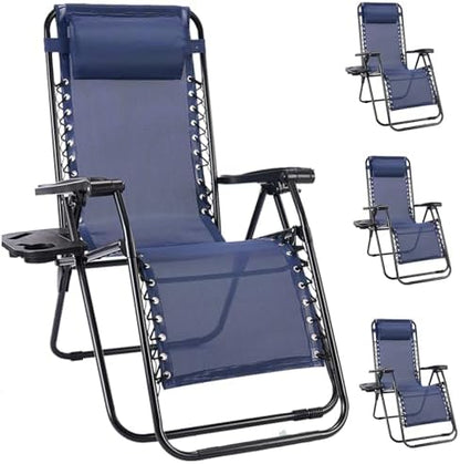 NEWBULIG Zero Gravity Chairs Set of 4, Folding Lounge Recliner Chair