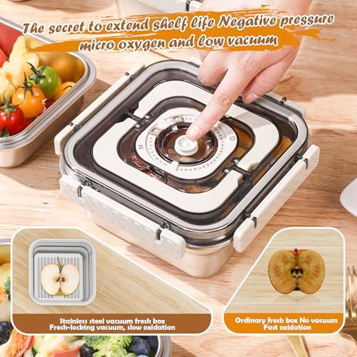 Stainless Steel Vacuum Food Storage Container with Handle- 2pack(1850ml)