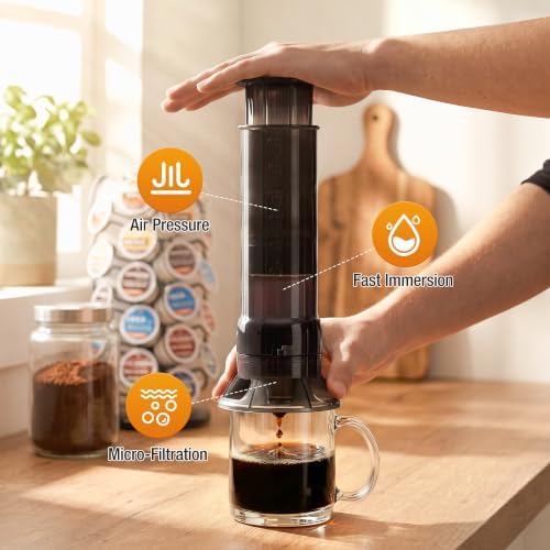 French Press Kit, All-in-One Coffee Press, K Cup Style Pods & Ground