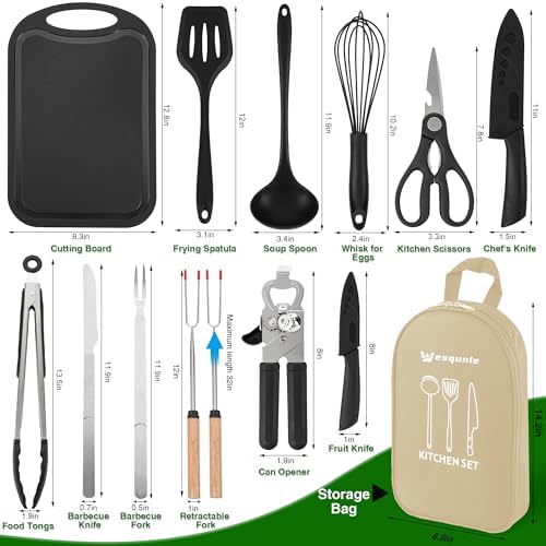 Wesqunie Camping Cooking Utensils Set, Cookware Set for Outdoor Hiking BBQ