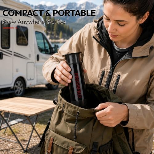Camping French Press - Portable Coffee Maker for K Cup Pods and Grounds