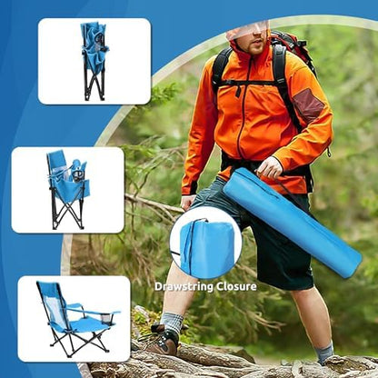 HaSteeL Low Beach Chairs, Folding Camping Lawn Chair for BBQ - Blue