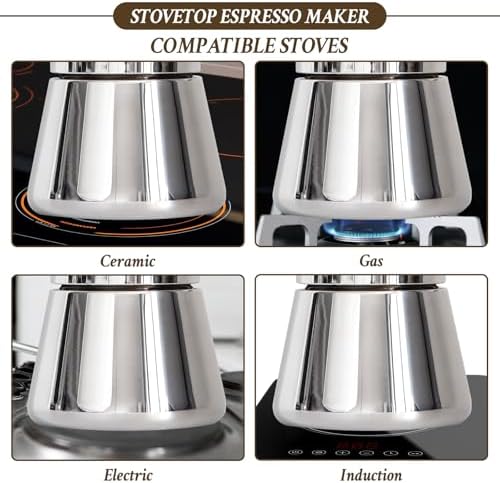 LAOION Stovetop Espresso Maker, 12Cup 17.5 oz Moka Pot, Stainless Steel