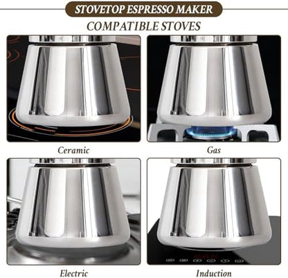 LAOION Stovetop Espresso Maker, 12Cup 17.5 oz Moka Pot, Stainless Steel