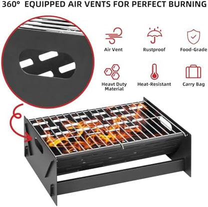 15.9" Foldable Portable Camping Charcoal Grill