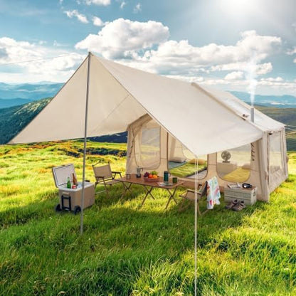 Inflatable Camping Tent with Electric Air Pump - 420D Heavy Duty Oxford - 5 Min Auto-Inflation - Panoramic Stargazing Skylight - 4 Season Luxury Glamping Cabin, 4-10 Person Multiple Sizes