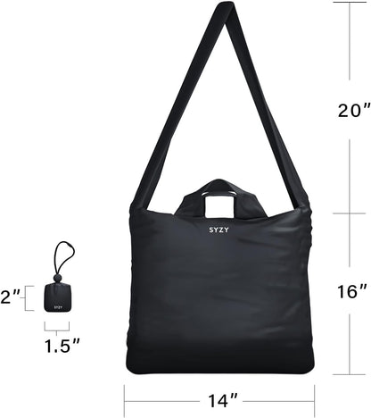 SYZY World's Most Compact Travel Tote Bag Portable Shopping Beach Market Bag - Reusable Collapsible Stuffable