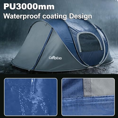 Camping Tent, Pop Up Instant Tent for 2-4 Person, Sets Up in Just Seconds, Waterproof Durable Tent with Carry Bag for Camping Hiking Outdoor