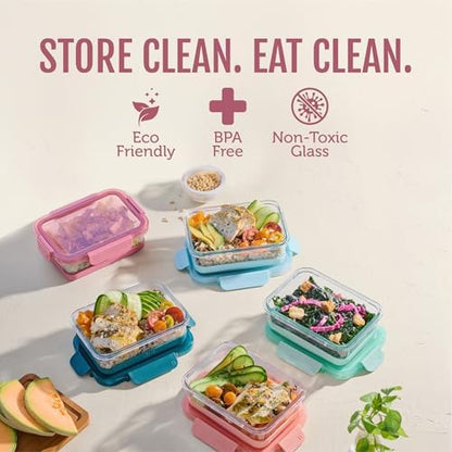 Ello Duraglass Refresh 3.4 Cup Meal Prep Containers, 10 Pc, Melon
