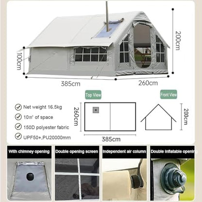 Inflatable Camping Tent with Pump, Easy Setup 2-8 Person Blow Up Tent, Waterproof Luxury Inflatable Tent with Mesh Windows, Doors, Hook and Carry Bag,Grey1