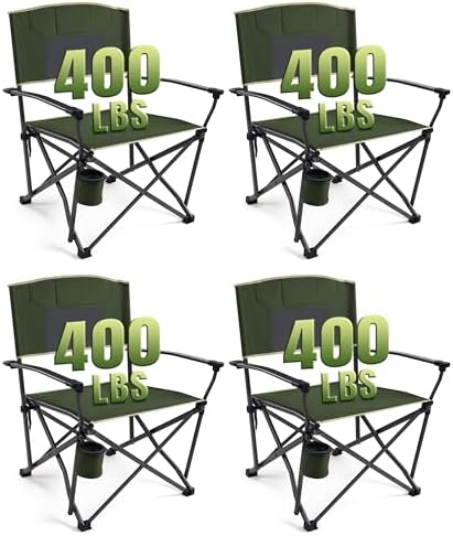 4 Pack Oversized Heavy Duty Camping Chairs for Adults 400LBS Capacity