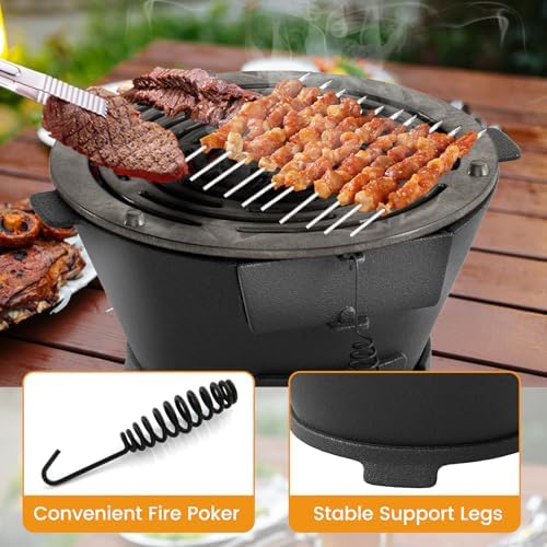 Giantex Cast Iron Hibachi Grill, Portable Japanese BBQ Charcoal Grill