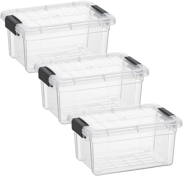 Superio 3.4 Quart Clear Plastic Storage Boxes with Lids, Stackable Organizer Containers, BPA-Free Storage Bins for Home, Office, School & Dorm, 3 Pack