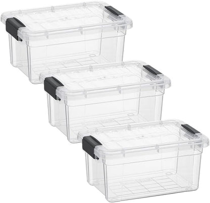 Superio 3.4 Quart Clear Plastic Storage Boxes with Lids, Stackable Organizer Containers, BPA-Free Storage Bins for Home, Office, School & Dorm, 3 Pack
