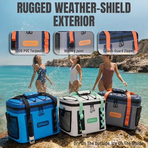 UPWELL Paddle Board Accessories, Waterproof SUP Cooler Bag with TPU Zipper, PVC Dry Bag, 42 Cans Surf Kayak Cooler