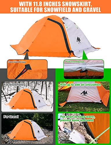 AYAMAYA 4 Season Waterproof 2 Person Backpacking Tent with Aluminum Poles