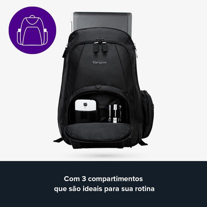 Targus 16 Inch Groove Laptop Backpack, Black - Fits Most Laptops up to 16", Water Resistant Travel Backpack for Business Commuters and Travel (CVR600)