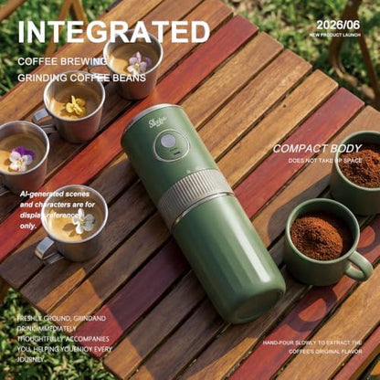 Portable All-in-One American Coffee Maker, Burr Electric Grinder