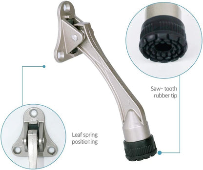 Door Stopper, Kick Down Door Stops for Heavy Doors, with Rubber Tip and Spring Lever, Adjustable, Easy to Set Down and Release, 4-Inch, for Wide Doors (4inch x 30pack, Satin Nickel)