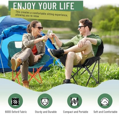2 Pack Folding Camping Chairs Portable, Black, Green, Solid Color