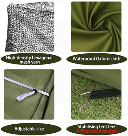 Portable Camping Tent with Double Door Design, Folding Mosquito Net Shelter with Storage Bag, Army Green