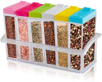 Spice Shaker, 6 Pcs Seasoning Rack Spice Pots Storage Container